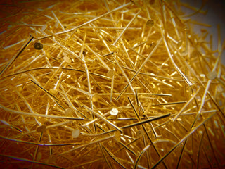 Head Pins.  Golden Iron Head Pins, Size: about 0.7mm thick, 7cm long (Packed 100 Pins)