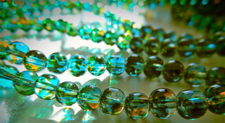 Glass Beads (Round) 6mm Teal *Hints of Blue and Yellow (16" Strand)