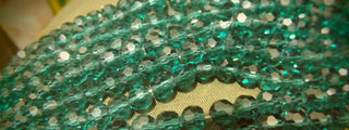 6mm Faceted Round Crystals *Teal  (approx 45 beads per 10" Strand)