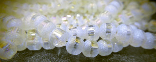 Glass (Electroplated) Frosted with AB Finish- 6mm *Soft Yellow  (approx 100 Beads)