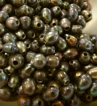 Genuine Large Hole Pearls (white) 8~9x8~12mm, Hole: 3mm   (See Drop Down for Colors)