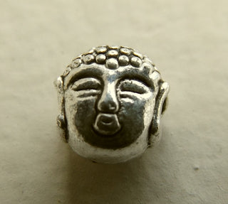 Alloy 3D Buddha Head *side hole Beads, (Antique  Silver Color), *PACKED 10.  7x7.5x5.5mm, Hole: 1.5mm