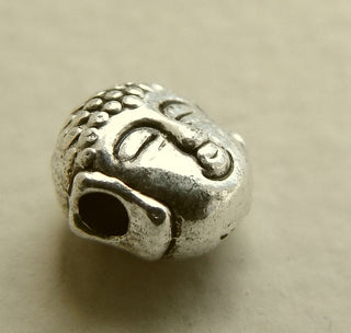Alloy 3D Buddha Head *side hole Beads, (Antique  Silver Color), *PACKED 10.  7x7.5x5.5mm, Hole: 1.5mm