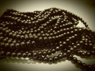 Glass Beads (Black)  6mm Round. 15.5" strand