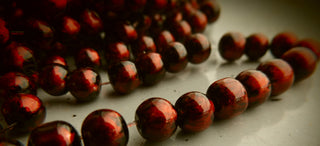 Glass Beads (Round Deep Rich Red) 8mm.  approx 52 beads on a 16" Strand
