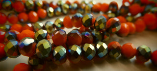 Electroplate Glass Beads, Faceted, Rondelle, (Pumpkin Orange), 6x4.5mm, Hole: 1mm;
