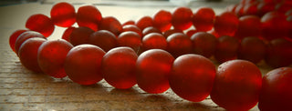 Recycled Glass Round Beads (Bodum) (Rich Red) *8 Beads  *Approx 11mm.