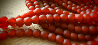 Recycled Glass Round Beads (Bodum) (Rich Red) *8 Beads  *Approx 11mm.
