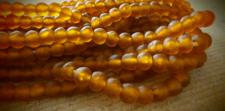 Recycled Glass Round Beads (Bodum) (Honey Blonde Brown) *8 Beads  *Approx 11mm.
