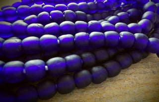 Recycled Glass Round Beads (Bodum) (Cobalt Blue) *8 Beads  *Approx 11mm.
