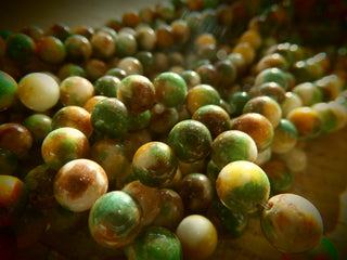 Jade (Green Brown and White) 8mm Round (approx 53 Beads)