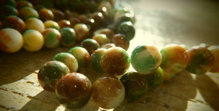 Jade (Green Brown and White) 8mm Round (approx 53 Beads)