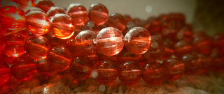 Glass (Clear) Rounds *Crimson Red.    8mm  (approx 53 beads)