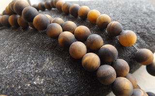 Tiger Eye (Rounds) (FROSTED) 6/ 8/10 mm  *16 Inch Strand (See Drop Down for Options)