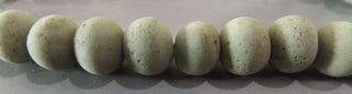 Glass Indonesian / Bali Beads.  8 x 10mm Round.  Organic Softest Pale Green  *Priced per 10 Beads.