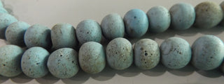 Glass Indonesian / Bali Beads.  8 x 10mm Round.  Organic Mid Blue  *Priced per 10 Beads.