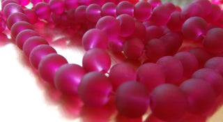 Glass Beads (Fuschia) Frosted *See Drop Down for Size Options