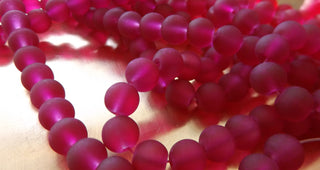 Glass Beads (Fuschia) Frosted *See Drop Down for Size Options
