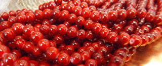 Glass (8mm) Round  Deep Rich Red   (approx 53 Beads per 16" Strand)