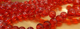Glass (8mm) Round  Red with Splatter  (approx 53 Beads per 16" Strand)