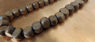 Indonesian / Bali Wood Beads (Vegetable Dyed Wood) 9-10mm Coin(ish) *Coconut Brown (approx 45 Beads)