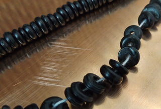 Indonesian / Bali Wood Beads (Black Coconut Discs) 9 mm Diam.  *approx 125 Beads