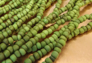 Glass Indonesian / Bali Beads. (Ripened Limes) Size 6 Seed Bead Size.  40 inch strand.  Approx 400 beads/ strand