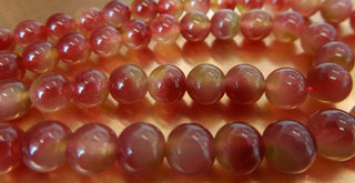 Natural Quartz (Shades of Deep Pink and Sands) 8mm Rounds.  16" Strand (approx 52 Beads)
