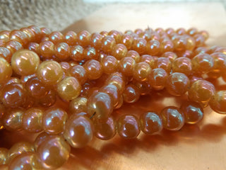 Glass (Electroplate) Rounds *Coral Color!  Rounds 8mm (32" Strand approx 104 beads)