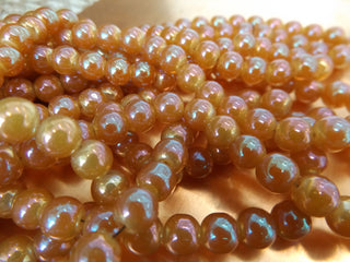 Glass (Electroplate) Rounds *Coral Color!  Rounds 8mm (32" Strand approx 104 beads)