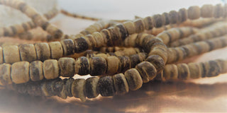Wood Beads (Coconut - 16" strand.  approx 130 Beads)  Two Tone.  5x4mm size.