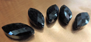 Faceted Crystals *Horse Eye Black   (25 x 12 x 8mm)  *5 Beads