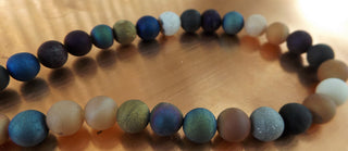 Electroplated Natural Druzy Geode Agate Beads.  ( Multi Color 8-9 mm Rounds) approx 46 beads