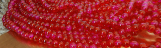 Glass (Crackle) Rounds *Fuchsia/Red Mix   Rounds 6 mm