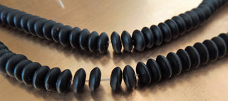 Black Stone (Frosted) *4 x 8 mm Disc Shape ( approx 95 Beads)