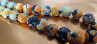 Fire Agate (Orange/Black/Cream) (10 mm Round) (16" Strand.  Approx 38 Beads )