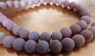 Natural Rhodochrosite (Frosted) 6/ 8mm Round (Pink)  *See Drop down for Size Options