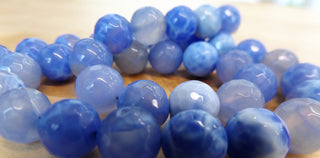 Agate (10 mm Size Faceted Rounds) Fire Agate in Periwinkle Blue  (16" strand)