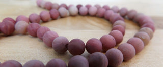 Natural Rhodochrosite (Frosted) 6/ 8mm Round (Pink)  *See Drop down for Size Options
