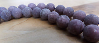 Lepidolite / Purple Mica (8mm Frosted Rounds) Medium Purple.  Approx 49 Beads