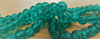 Glass (Crackle) Rounds *Teal!  Rounds 6mm