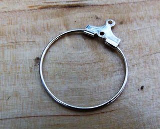 Brass Earring Hoop Components (20 mm Diam)  Silvertone  *Packed 10