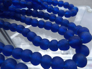 African Recycled Glass Round Beads (Bodum) (Bold and Vivid Blue) See Drop Down for Size Options