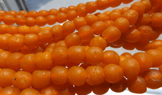 African Recycled Glass Round Beads (Bodum) (Frosty Orange) *See Drop Down for Various Sizes
