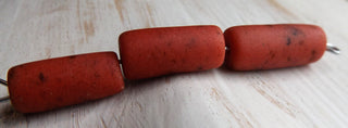Sand Cast African Recycled Glass   (Tomato with Brown Specs) * 3 Beads