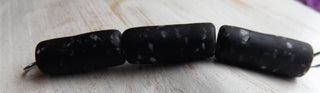 Sand Cast African Recycled Glass   (Black with White Specs) * 3 Beads