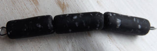 Sand Cast African Recycled Glass   (Black with White Specs) * 3 Beads