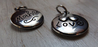 Charm/Focal "Mother" on one side; "LOVE" on reverse.   *Stainless Steel (20mm diam)