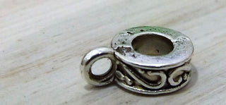 Hanger Bail. 10.5x7x3mm, Hole: 2mm and 4mm  (Packed 10) Antique Silver Color