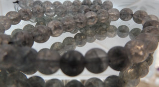 Natural Grey Crackle Quartz Crystal  ( 8mm Rounds).  16" Strand (approx 44 Beads)